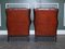 Burgundy Brown Leather Hand Dyed Wingback Chairs, Set of 2 14