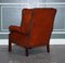 Burgundy Brown Leather Hand Dyed Wingback Chairs, Set of 2 8
