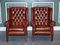 Burgundy Brown Leather Hand Dyed Wingback Chairs, Set of 2 2