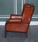 Burgundy Brown Leather Hand Dyed Wingback Chairs, Set of 2 6