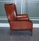 Burgundy Brown Leather Hand Dyed Wingback Chairs, Set of 2 5