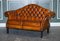 Vintage Cigar Brown Hand Dyed Leather Camel Back Chesterfield Sofa 2