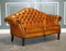 Vintage Cigar Brown Hand Dyed Leather Camel Back Chesterfield Sofa, Image 1