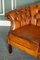 Vintage Cigar Brown Hand Dyed Leather Camel Back Chesterfield Sofa, Image 6