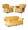 Victorian Countryhouse Sofa and Club Chairs in Beige Fabric, Set of 3, Image 1