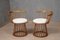 Mid-Century Round Beech and White Fabric Chairs, 1990, Set of 2, Image 1