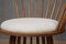 Mid-Century Round Beech and White Fabric Chairs, 1990, Set of 2, Image 6
