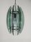 Lámpara colgante italiana Mid-Century moderna de vidrio fumè y turquesa de Veca, años 70, Imagen 1