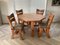 Brutalist Dining Chairs and Dining Table in Oak, 1970, Set of 5 10