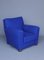 Royal Blue Felt Armchair, 1930s 16