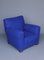 Royal Blue Felt Armchair, 1930s, Image 17