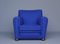 Royal Blue Felt Armchair, 1930s, Image 4