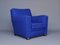 Royal Blue Felt Armchair, 1930s, Image 1