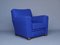 Royal Blue Felt Armchair, 1930s, Image 3