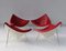 Mid-Century Coconut Lounge Chairs in Dark Red Leather by George Nelson for Vitra, Set of 4, Image 9