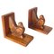 Art Deco Brown Birds Bookends in Wood, France, 1940s, Set of 2 1