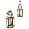 Large French Art Deco Hall Lanterns in Brass and Glass, 1960, Set of 2 1