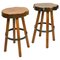 Bar Stools in Burr Wood, 1970s, Set of 2 1