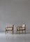 Moderne dänische Safari Stühle aus Eiche & heller Leinwand, Ole Wanscher zugeschrieben, 1960er, 2er Set 3