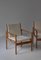 Moderne dänische Safari Stühle aus Eiche & heller Leinwand, Ole Wanscher zugeschrieben, 1960er, 2er Set 6