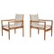 Modern Danish Safari Chairs in Oak & Light Canvas attributed to Ole Wanscher, 1960s, Set of 2 1