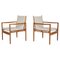 Moderne dänische Safari Stühle aus Eiche & heller Leinwand, Ole Wanscher zugeschrieben, 1960er, 2er Set 1