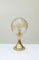 Brass Tulip Base and Crackle Glass Sphere Table Lamp, Germany, 1970s, Image 3