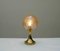 Brass Tulip Base and Crackle Glass Sphere Table Lamp, Germany, 1970s, Image 8