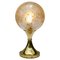 Brass Tulip Base and Crackle Glass Sphere Table Lamp, Germany, 1970s 1