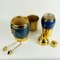 Italian Brass & Blue Goatskin Cocktail Set attributed to Aldo Tura for Macabo, 1960s, Set of 3 3