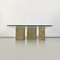 Modern Italian Travertine & Aquamarine Green Glass Coffee Table, 1980s 2