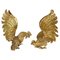 Italian Gold Plated Fighting Cockerel Ornaments, 1960s, Set of 2 1