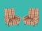 Mid-Century Italian Armchairs with Check Fabric by Marco Zanuso, 1950s, Set of 2 5