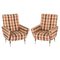 Mid-Century Italian Armchairs with Check Fabric by Marco Zanuso, 1950s, Set of 2 1