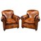 Antique Leather Club Chairs, 1920s, Set of 2 1
