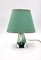 Table Lamp with Lampshade in Green Crystal from Val Saint Lambert 1