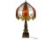 Bronze Table Lamp with Resin Tiffany Shade, 1960s, Image 1
