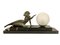 Spelter and Marble Seduction Lumineuse Sculpture Lamp with Lighted Glass Ball by Fayral for Max Le Verrier, 2022 1