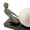 Art Deco Style Cueillette Sculpture Lamp in Spelter & Marble with Lighted Glass Ball by Max Le Verrier, 2022, Image 6