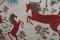 Handmade Silk on Silk Red Horse Pictorial Suzani Table Runner, Uzbek Tablecloth 18 X 48 5