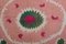 Vintage weiß verwaschene und rosa Stammes-Stickerei usbekischer Suzani Wandteppich oder Tischdecke 8