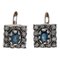 Sapphires, Diamonds, Rose Gold and Silver Earrings, 1950s, Set of 2 1