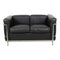 Lc2 Sofa in Black Leather by Le Corbusier for Cassina 1