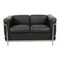 Lc2 Sofa in Black Leather by Le Corbusier for Cassina, Image 1