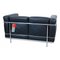 Lc2 Sofa in Black Leather by Le Corbusier for Cassina 4