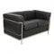 Lc2 Sofa in Black Leather by Le Corbusier for Cassina 2