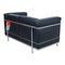 Lc2 Sofa in Black Leather by Le Corbusier for Cassina, Image 3