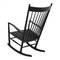 J16 Rocking Chair in Black-Framed Oak & Natural Wicker by Hans J Wegner for Fredericia, 1940s 1