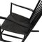 Rocking Chair J16 en Chêne avec Cadre Noir et Osier Naturel par Hans J Wegner pour Fredericia, 1940s 2