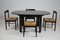 Italian Black Lacquered Dining Set, 1970s, Set of 5 5